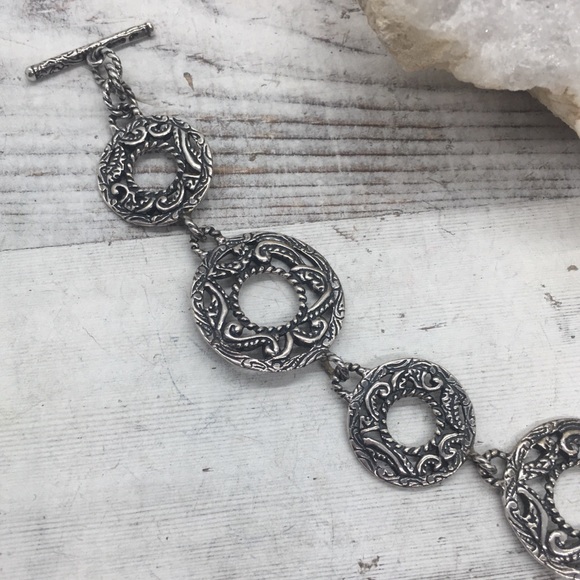 Retired Carolyn Pollack Sterling Circle Braceler - Picture 2 of 7